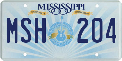 MS license plate MSH204