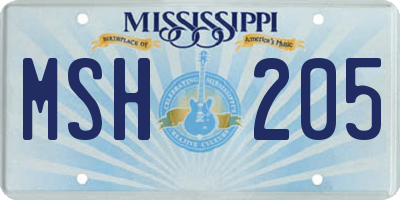 MS license plate MSH205