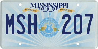 MS license plate MSH207