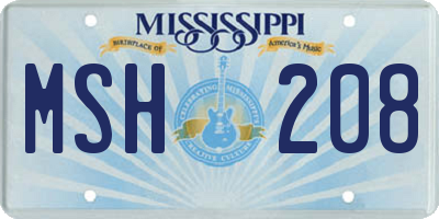 MS license plate MSH208
