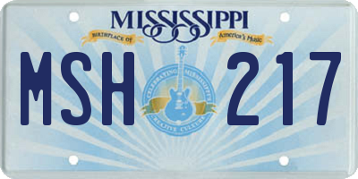 MS license plate MSH217