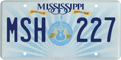 MS license plate MSH227