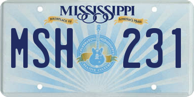 MS license plate MSH231