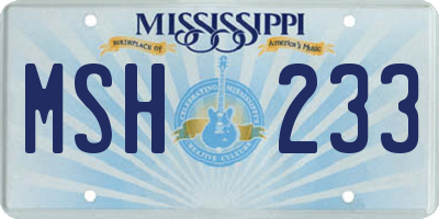 MS license plate MSH233