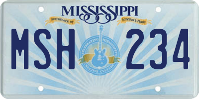 MS license plate MSH234