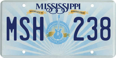 MS license plate MSH238