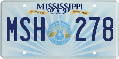 MS license plate MSH278