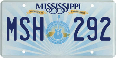 MS license plate MSH292