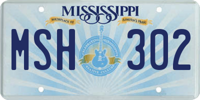 MS license plate MSH302