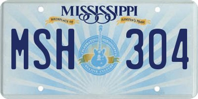 MS license plate MSH304
