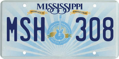 MS license plate MSH308