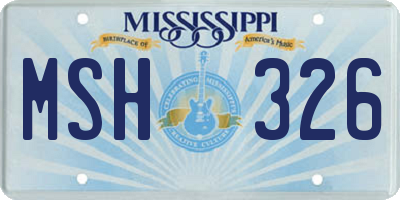 MS license plate MSH326