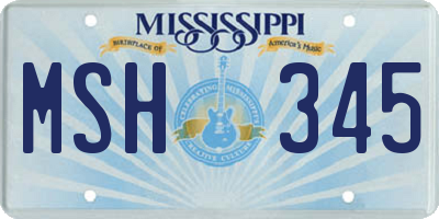MS license plate MSH345