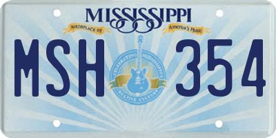 MS license plate MSH354