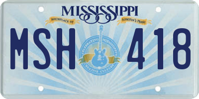 MS license plate MSH418
