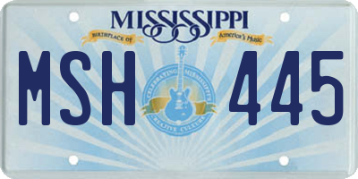 MS license plate MSH445