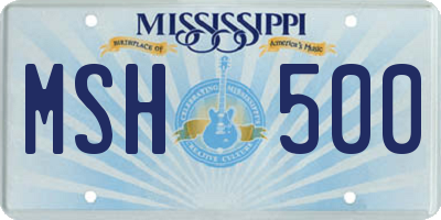MS license plate MSH500