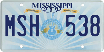 MS license plate MSH538