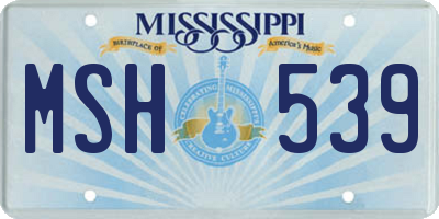 MS license plate MSH539