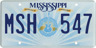 MS license plate MSH547