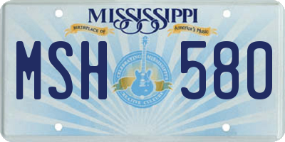 MS license plate MSH580