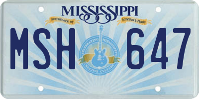 MS license plate MSH647