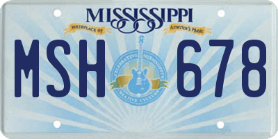 MS license plate MSH678