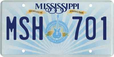 MS license plate MSH701