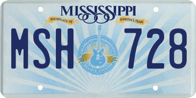 MS license plate MSH728