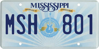 MS license plate MSH801