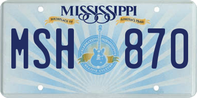MS license plate MSH870