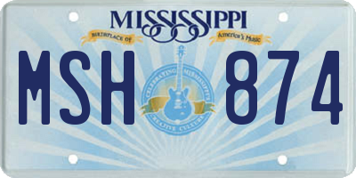 MS license plate MSH874