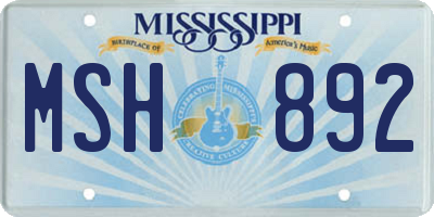 MS license plate MSH892