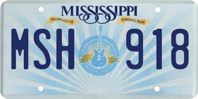MS license plate MSH918