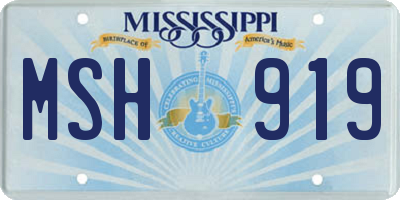 MS license plate MSH919