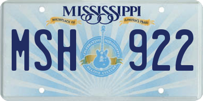 MS license plate MSH922