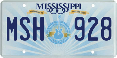 MS license plate MSH928