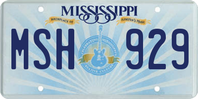MS license plate MSH929