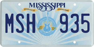 MS license plate MSH935