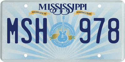 MS license plate MSH978