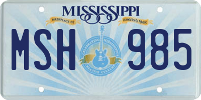 MS license plate MSH985