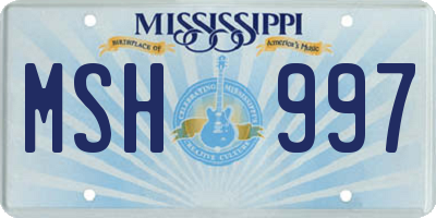 MS license plate MSH997