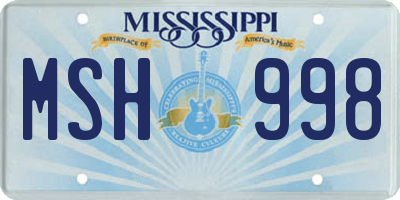 MS license plate MSH998