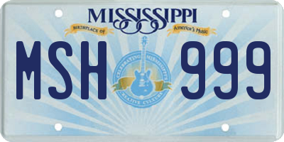MS license plate MSH999