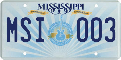 MS license plate MSI003