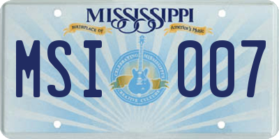 MS license plate MSI007