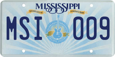 MS license plate MSI009