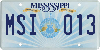 MS license plate MSI013