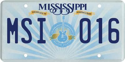 MS license plate MSI016