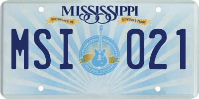 MS license plate MSI021